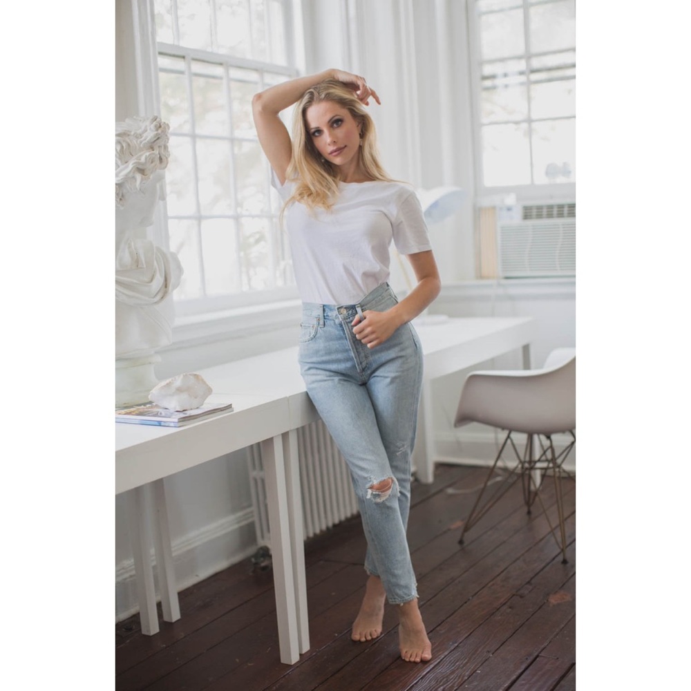 Agolde Riley High Rise Straight Crop Jeans in Shatter, Size 31, NWOT